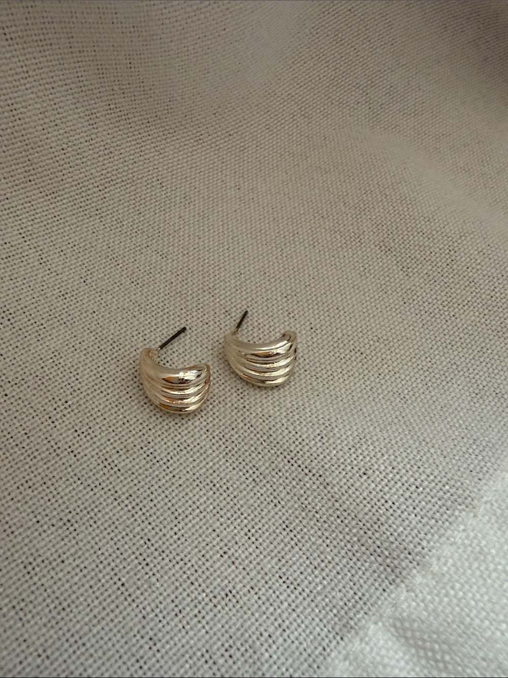 Silver-Tone Ribbed Hoop Stud Earrings - Women Jewelry